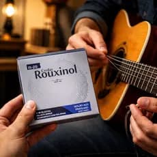 Caixa 12 Encordoamento Para Violão Rouxinol R20 6 Cordas Aço Prateado