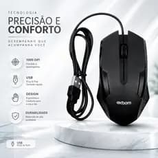 Mouse com fio USB MS-71 preto Exbom 1200 dpi