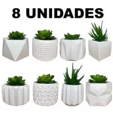 KIT 8 VASINHOS DECORATIVO DE GESSO, PARA CACTUS E PLANTAS .