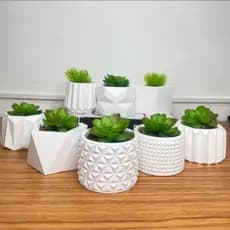 KIT VASINHOS DECORATIVO DE GESSO, PARA CACTUS E PLANTAS ARTIFICIAS