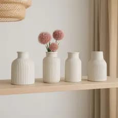 Kit 4 Vasos Decorativos de Gesso Cachepô para Suculentas Plantas Pequenas Decoração Moderna Sala Mesa Escritório