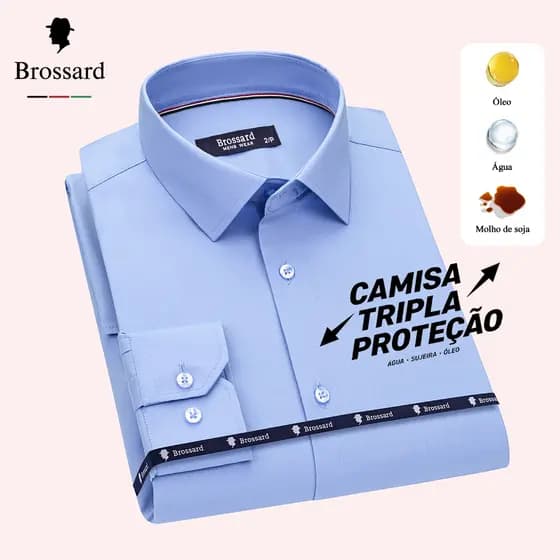 Camisa Social Masculina Slim com Tecido Impermeável de Fibra de Bambu Importada, Fresca e Respiráve