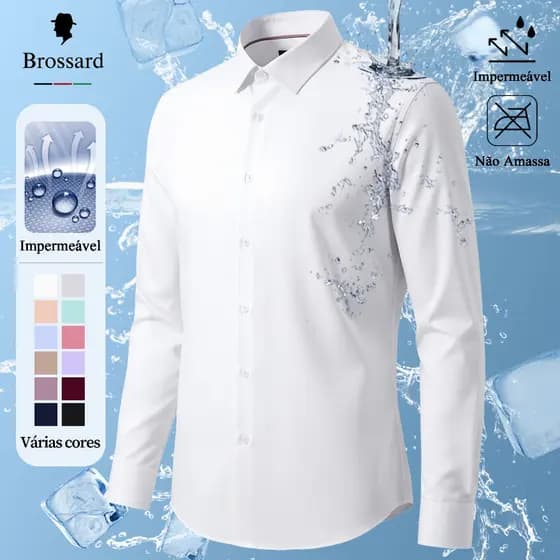 Camisa Social Masculina Slim fit Luxo Não Amassa Moda, Blusa Elastano Impermeável Respirável Premium