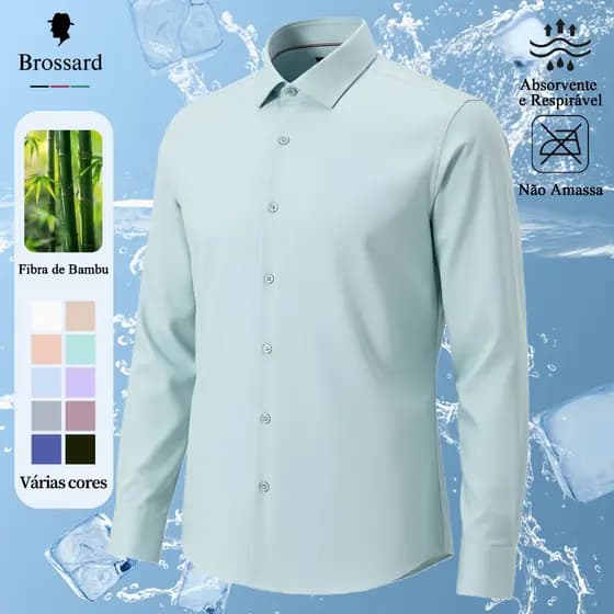 Camisa Social Masculina Slim fit Luxo Não Amassa -Blusa Premium Elegante Fibra de Bambu Natural