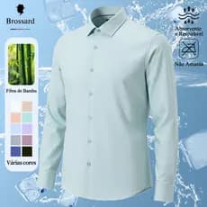 Camisa Social Masculina Slim fit Luxo Não Amassa -Blusa Premium Elegante Fibra de Bambu Natural