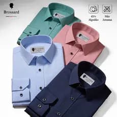 Camisa Roupa Masculina Estilosa Algodão Slim Fit Confortável Respirável, Blusa Branca Para Trabalho