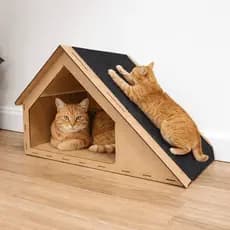 Arranhador Gato Rampa Anti Estresse Casinha Brinquedo Tóca 30x47cm