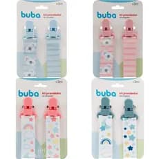 Kit Com 2 Prendedores de Chupeta Com Clip Trava Prendedor de Bico Bebê Buba