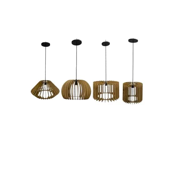 Pendente de Teto Lustre Grande de Sala em Madeira Mdf Decoração
