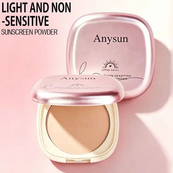 Pó Compacto ANYSUN - Protetor Solar, Fixador de Maquiagem, Cobertura de Poros Invisível, Pó Corretivo à Prova d'Água