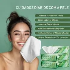 toalhas faciais descartáveis 60 unidades – algodão macio, suave, ideal para limpeza e remoção de maquiagem