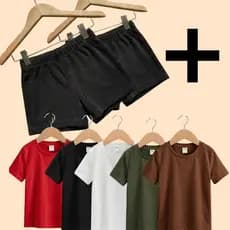 KIT 5 Camisetas + 2 Shorts Menino Infantil 100% Algodão Premium Barato