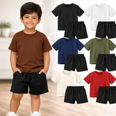 Conjunto Verão Menino Infantil 1 Camiseta 100% Algodão + 1 Shorts Moletinho Tamanho 2 4 6 8 10 12