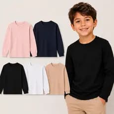kit 5 Blusa Manga Longa Menino Menina infantil 100% Algodão Segunda Pele Quentinha Fio 30.1