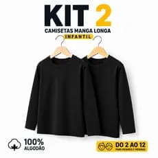 Kit Camisa Manga Longa INFANTIL Menino e Menina 100% Algodão Fio 30.1 Quentinha