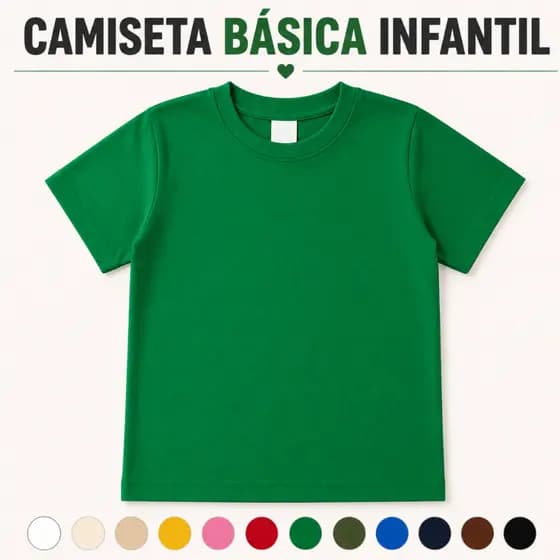 Camiseta Menino Menina Lisa 100% Algodão Sem Estampa Conforto Básica Camisa Slim Criança