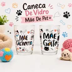 Caneca De Vidro Mãe De Pet Cachorro/Gato Pet Lovers 350ml