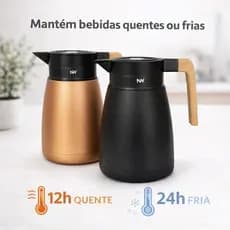 Garrafa Térmica Luxo 1 Litro Vedação a Vácuo Com Botão De Pressão Para Café Chá