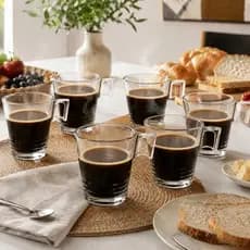 Jogo 6 Xícaras de Vidro 80ml Napoli Para Café Cappuccino Expresso
