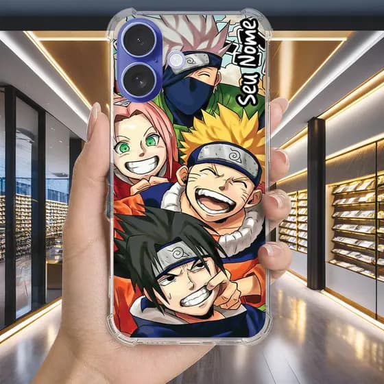Capa Capinha IPHONE 16 PRO MAX PLUS 16e 15 14 13 MINI Anti-impacto Personalizada anime NARUTO nome (3531)