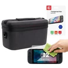 Maleta de Transporte Case Bag de Viagem Mala Protetora + Película Vidro Temperado 9H para Switch 2