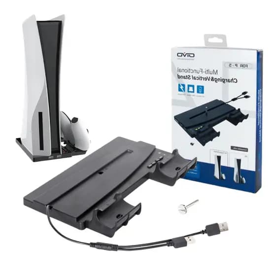 Base Vertical Multifuncional Suporte Carregador para Ps5 FAT Digital e Mídia Física