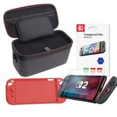 Bag Maleta Transporte Mala de Viagem + Case de Silicone Protetora + Película Vidro para Switch 2