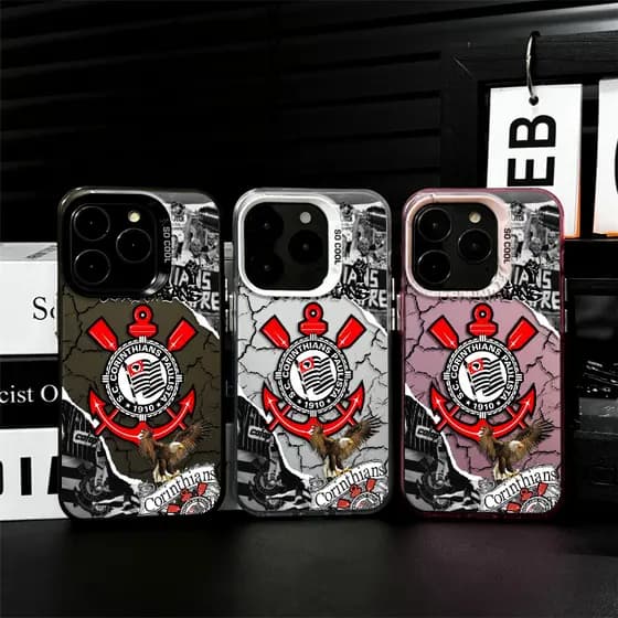 Capinha Corinthians futebol para iPhone 11 normal 12 13 xr xs max 14 15 16 pro max 7 8 Plus 15 Plus 16 Plus capa D055