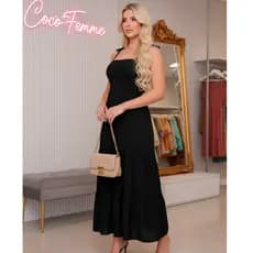 Vestido Longo Viscolinho Premium – Três Marias, Lastex e Decote Reto – Festa, Praia e Casual