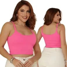Cropped Top Feminino Alcinha Canelado com Bojo – Conforto Coco Femme