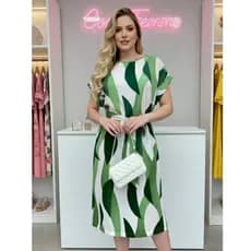 Vestido Curto Feminino Plus Size Soltinho Estampado Cinto Removível Verão M ao G1 52 – Coco Femme