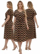 Vestido Midi Feminino em Crepinho Estampado Moda Evangélica Veste 40 ao 50 Verão