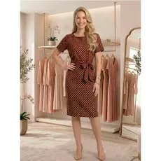 Vestido Curto Crepinho Premium Estampado Moda Feminina Coco Femme Veste do 40 ao 50
