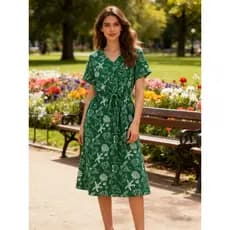 Vestido Midi Feminino Estampado Crepinho Moda Evangelica Coco Femme Veste do 40 ao 54