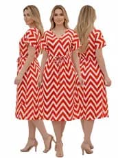 Vestido Curto Feminino Estampado em Crepinho Moda Evangélica Veste 40 ao 50