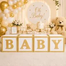 Cubos Baby 10x10 montados + display de mesa BOY ?  GIRL, chá revelação, festa de bebê