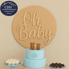 Oh Baby em mdf ,aplique 30cm x 40cm, 4mm para festa chá revelação, chá de bebe, pegue monte