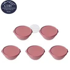 kit, conjunto 5 potes bowl Redondo, Organizador Marmita 750ml