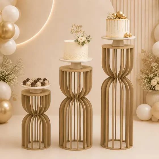 Trio de Mesas Ampulhetas mdf decoração de festa minimalista