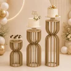 Trio de Mesas Ampulhetas mdf decoração de festa minimalista