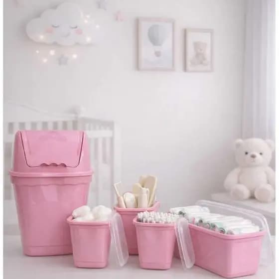 kit higiene bebê 5 peças BPA, Free reutilizável plástico com tampa