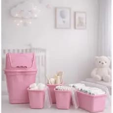 kit higiene bebê 5 peças BPA, Free reutilizável plástico com tampa