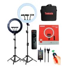 Ring Light Iluminador Bicolor 55W Usb Controle Remoto Tomate profissional 45cm MLG-089
