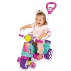 Triciclo Infantil De Passeio E Pedal Andador Avespa Pink Até 25 Kg Maral