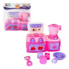 Mini Cozinha Infantil Rosa Fogão Forno Liquidificador Espátula Brinquedo Educativo Acessórios
