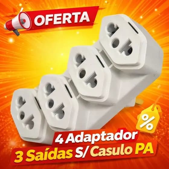 kit 4 Adaptador Benjamin Front de Tomada 10A/20A 3 Saidas Padrao Brasileiro Bivolt Sem Casulo PA