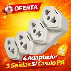 kit 4 Adaptador Benjamin Front de Tomada 10A/20A 3 Saidas Padrao Brasileiro Bivolt Sem Casulo PA
