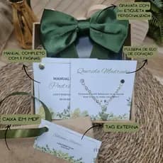 Caixa Convite Personalizado Kit Suspensório + Pulseira + Manual + Caixa Mdf Para Padrinhos