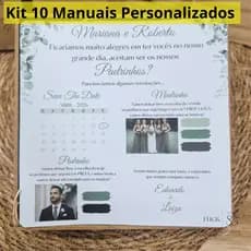 Kit 10 Manuais de Padrinhos Personalizado de 1 pagina ideal para caixas 15x15