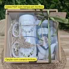 Caixa Para Pais Em MDF Tampa Em Acrílico Com Caneca Gravata Com Foto Pulseira E Manual Personalizado